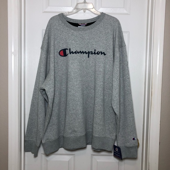 Champion Men's Powerblend Fleece Midweight Crewneck  Oxford Gray Sweatshirt 2XL - Picture 2 of 15
